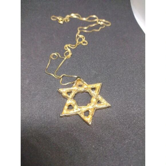 RINC Chunky Star of David Pendant and Chain 24K Gold Over 925 Silver - Picture 3 of 4